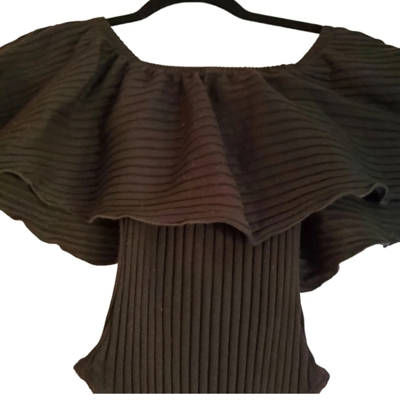 Show Me Your Mumu Lou Bodysuit Womens XSmall Strapless Ruffle Black‎ Ribbed XS - Picture 5 of 16